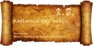 Kadlecsik Dávid névjegykártya