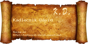 Kadlecsik Dávid névjegykártya
